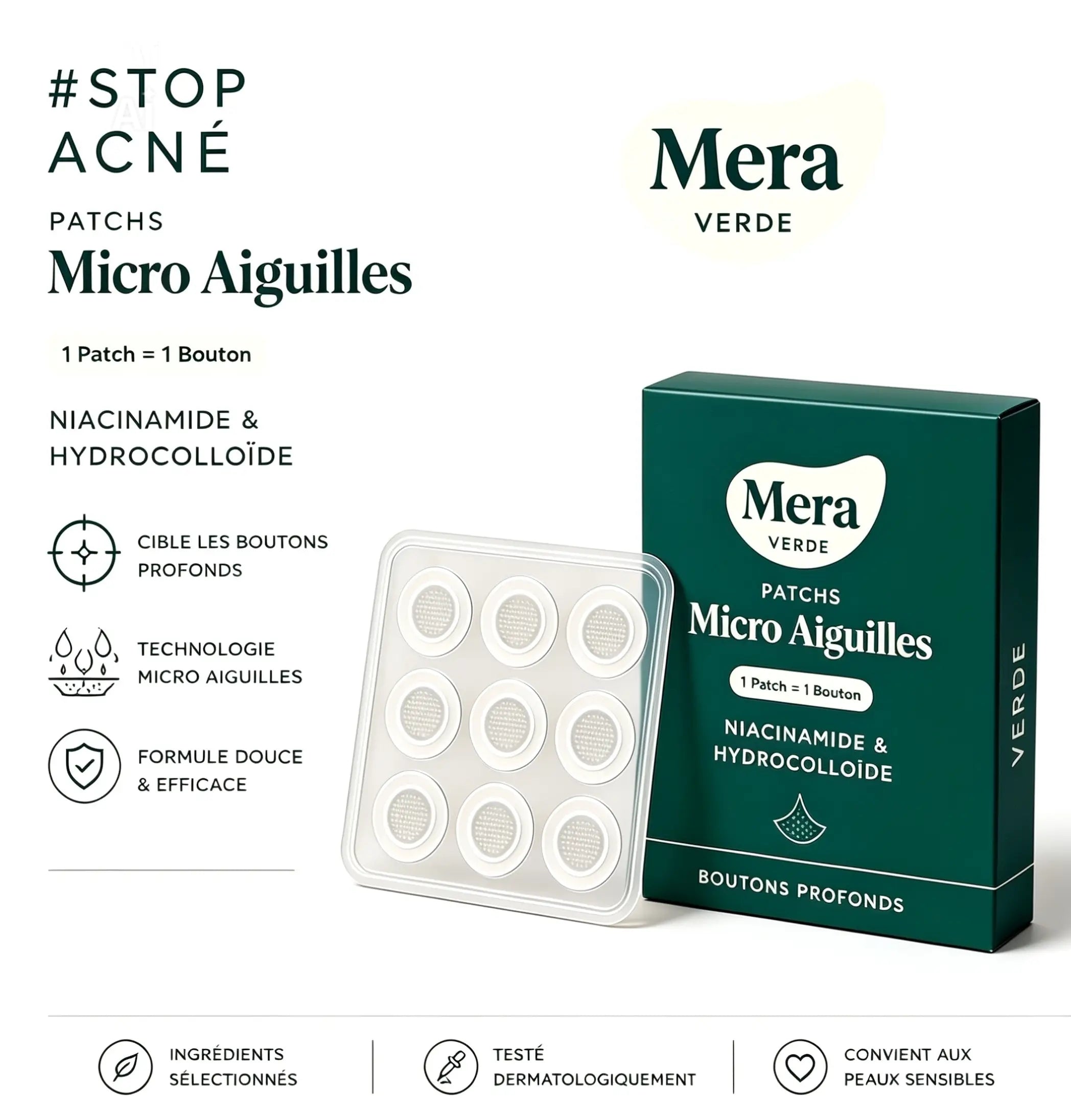Patchs boutons sous-cutanés micro-aiguilles