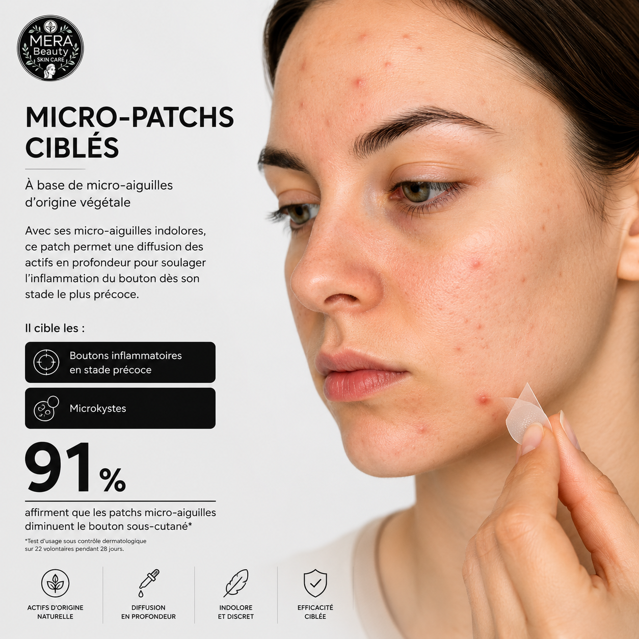 Patchs boutons sous-cutanés micro-aiguilles